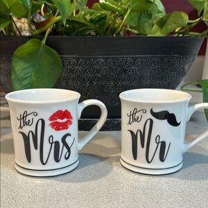 Home Essentials- White  12 oz. 'Mr & Mrs' Mug Set
